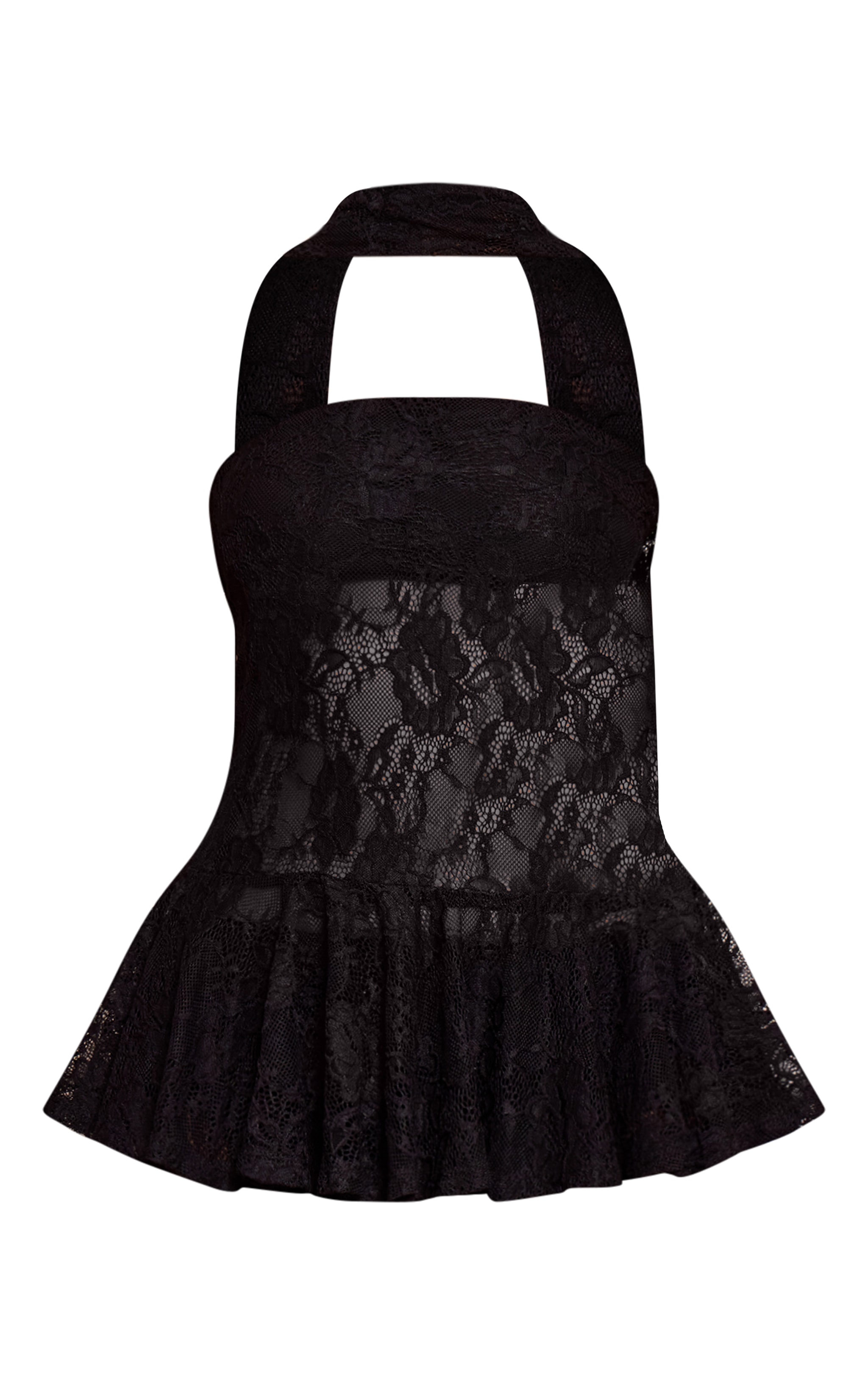 Black Lace Neck Scarf Frill Bandeau Top image 5