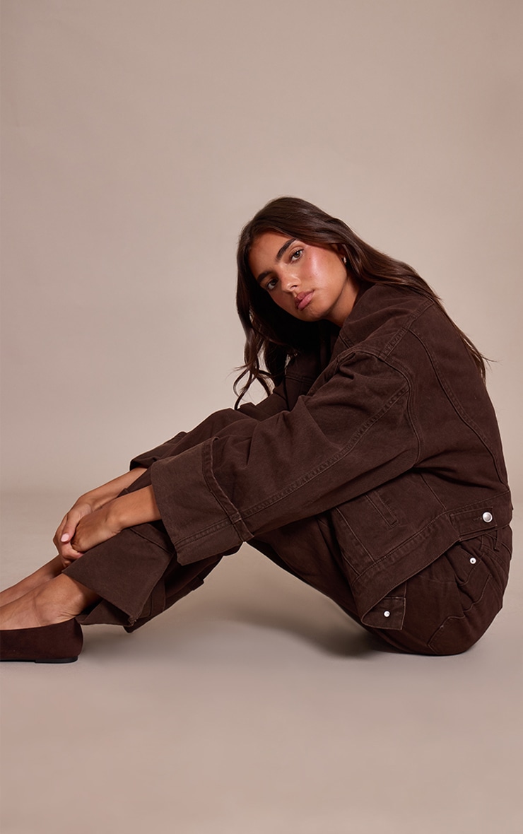 Veste chocolat foncé à poignets retroussés image 3