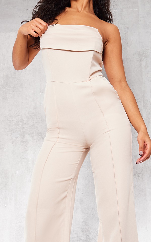 Cream Cowl Neck Bandeau Pocket Detail Jumpsuit PrettyLittleThing IRE