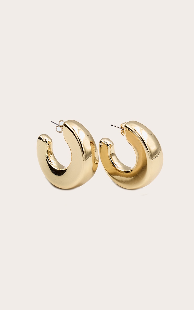 Gold Oversized Chunky Hoop Earrings image 1