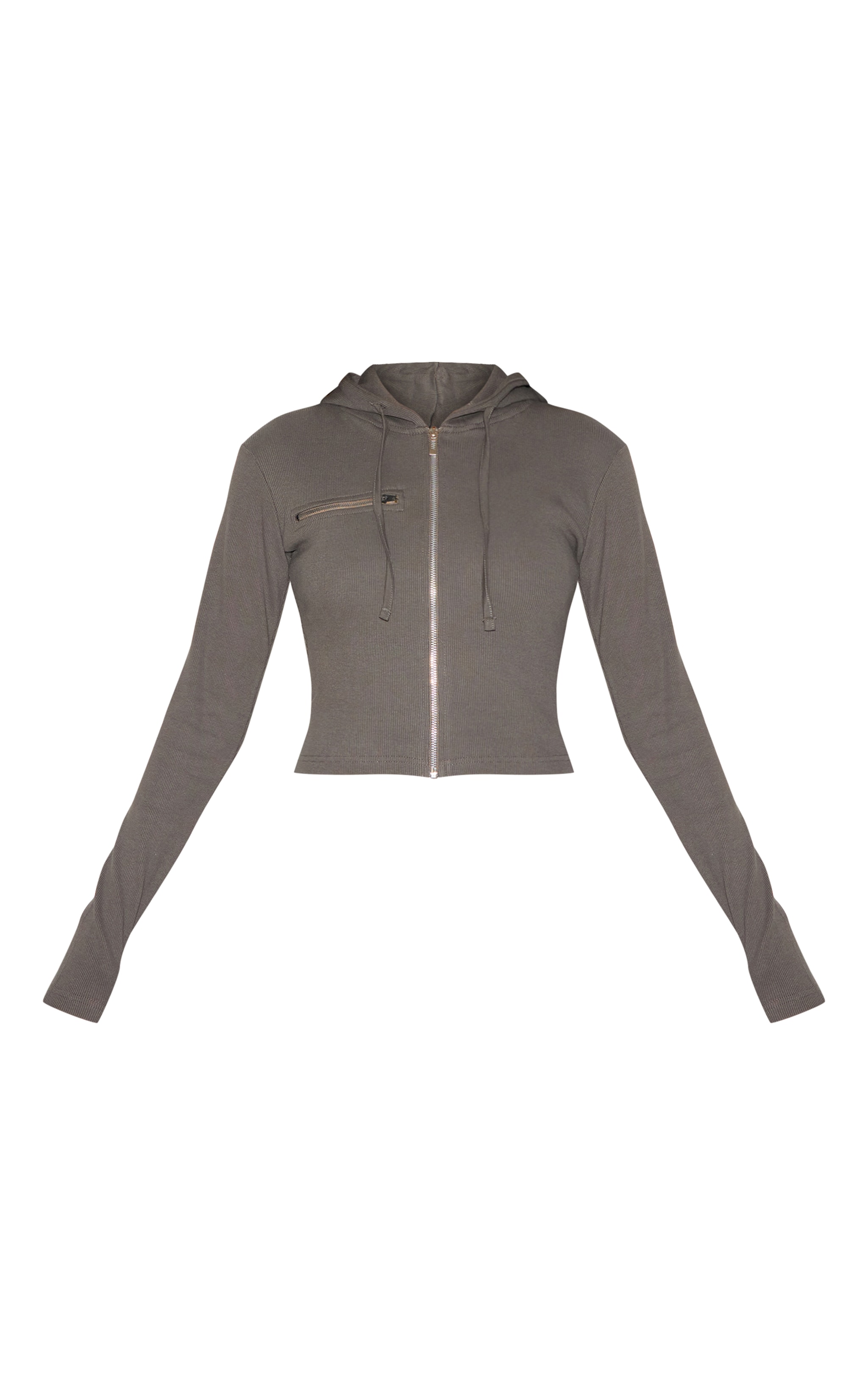 Charcoal Zip Up Ribbed Track Top image 5