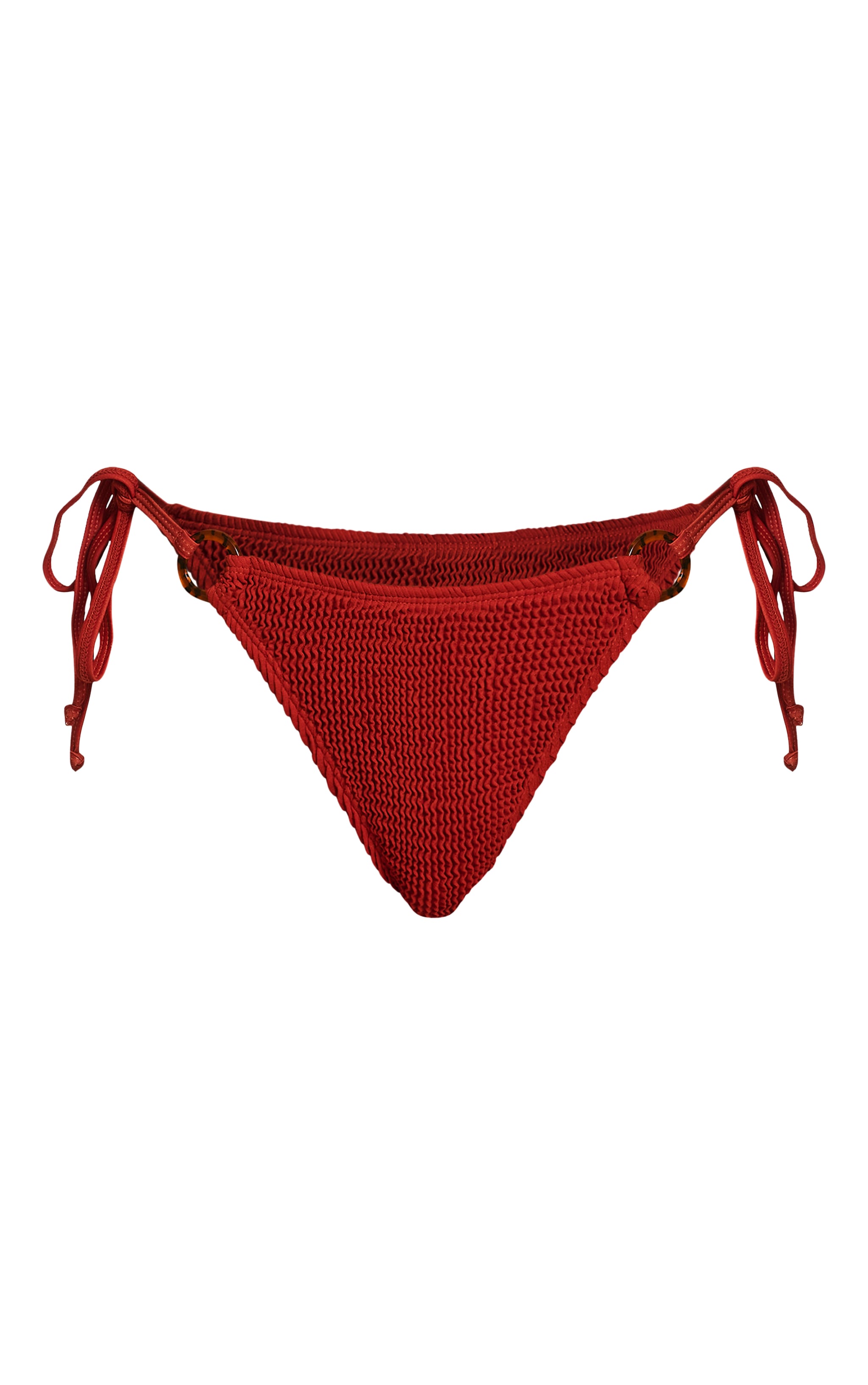 Rust Crinkle O Ring Tie Side Bikini Bottoms image 1