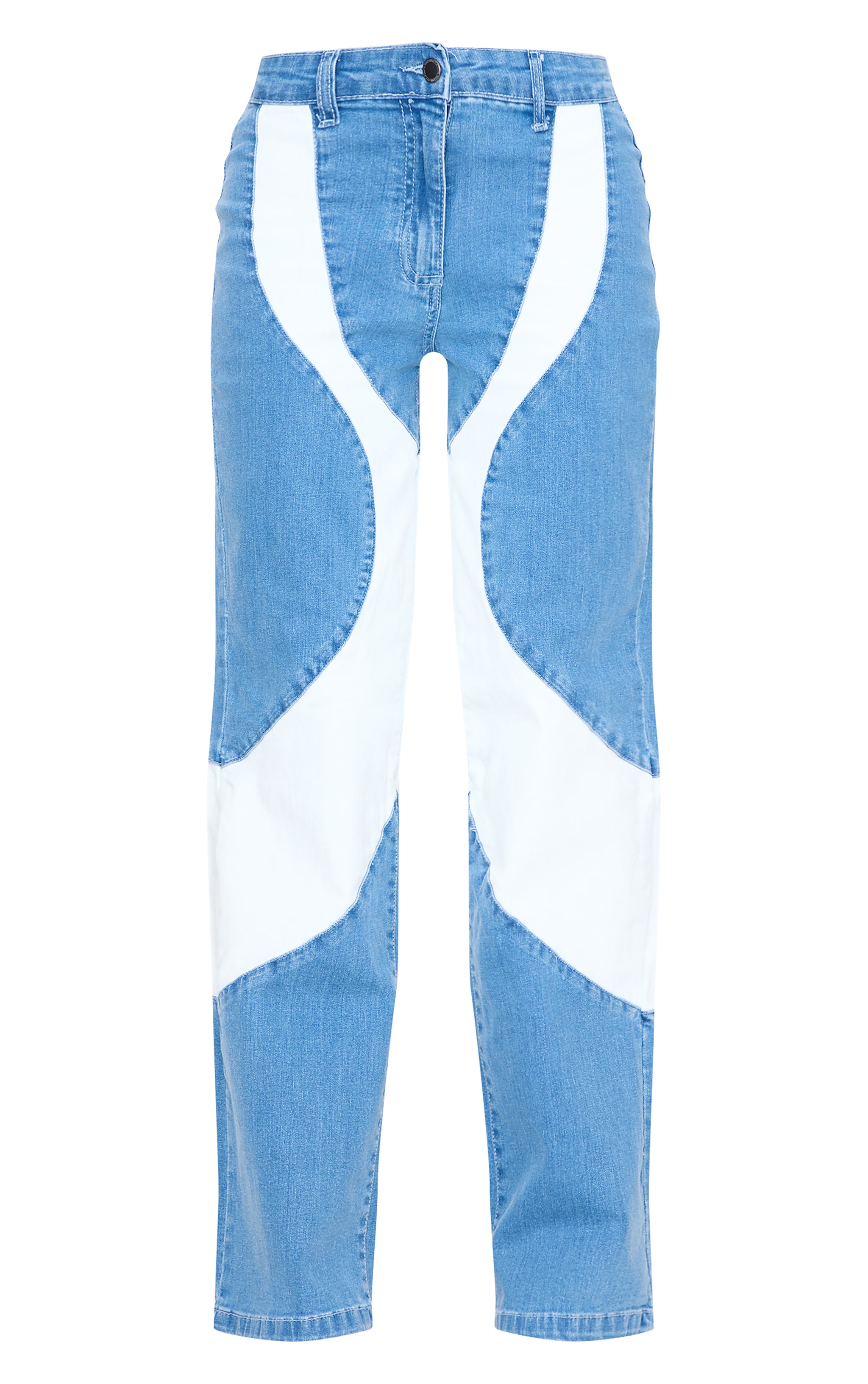Light Blue Contrast Panel Detail Straight Leg Jeans image 5