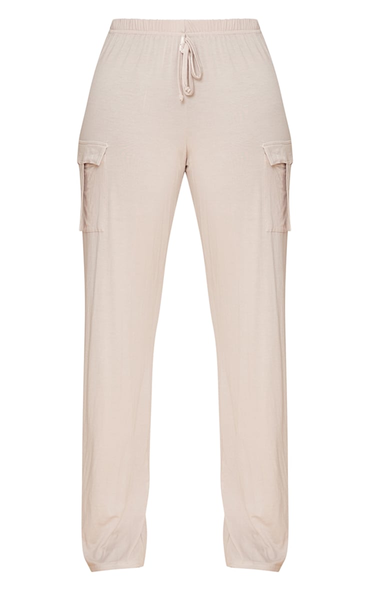 Tall Pantalon cargo large en jersey beige à poches image 5