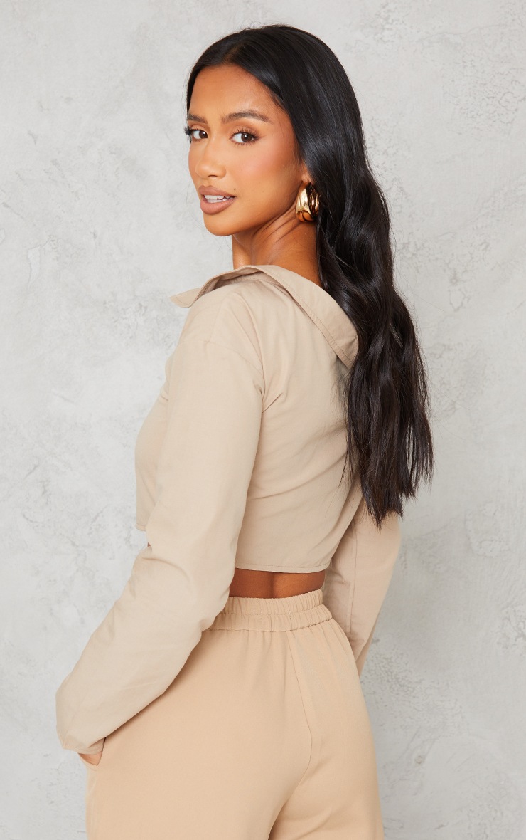 Petite Stone Off The Shoulder Cropped Shirt image 2