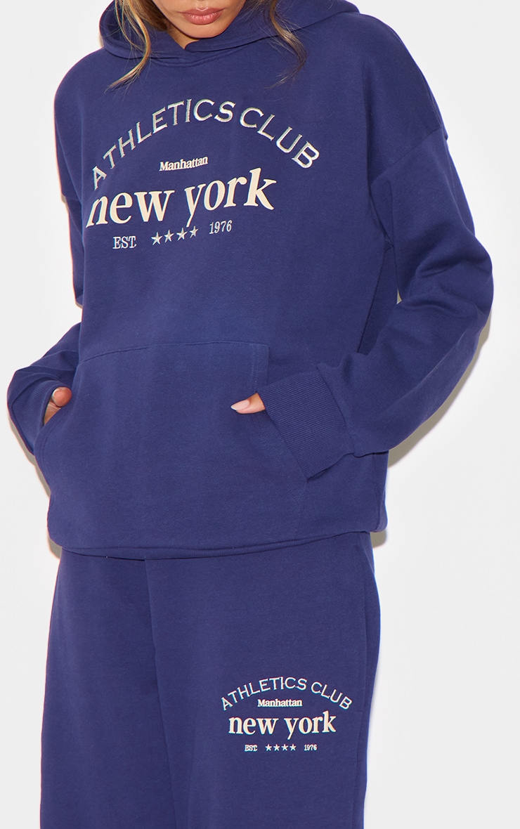 Navy Premium New York Embroidered Straight Leg Sweatpants image 4
