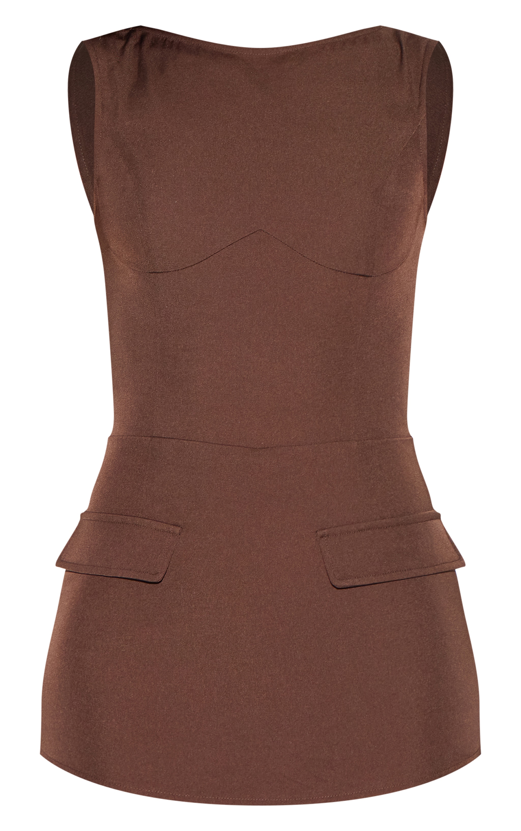 Tall Combishort jupe-short tissé chocolat foncé à poches image 5