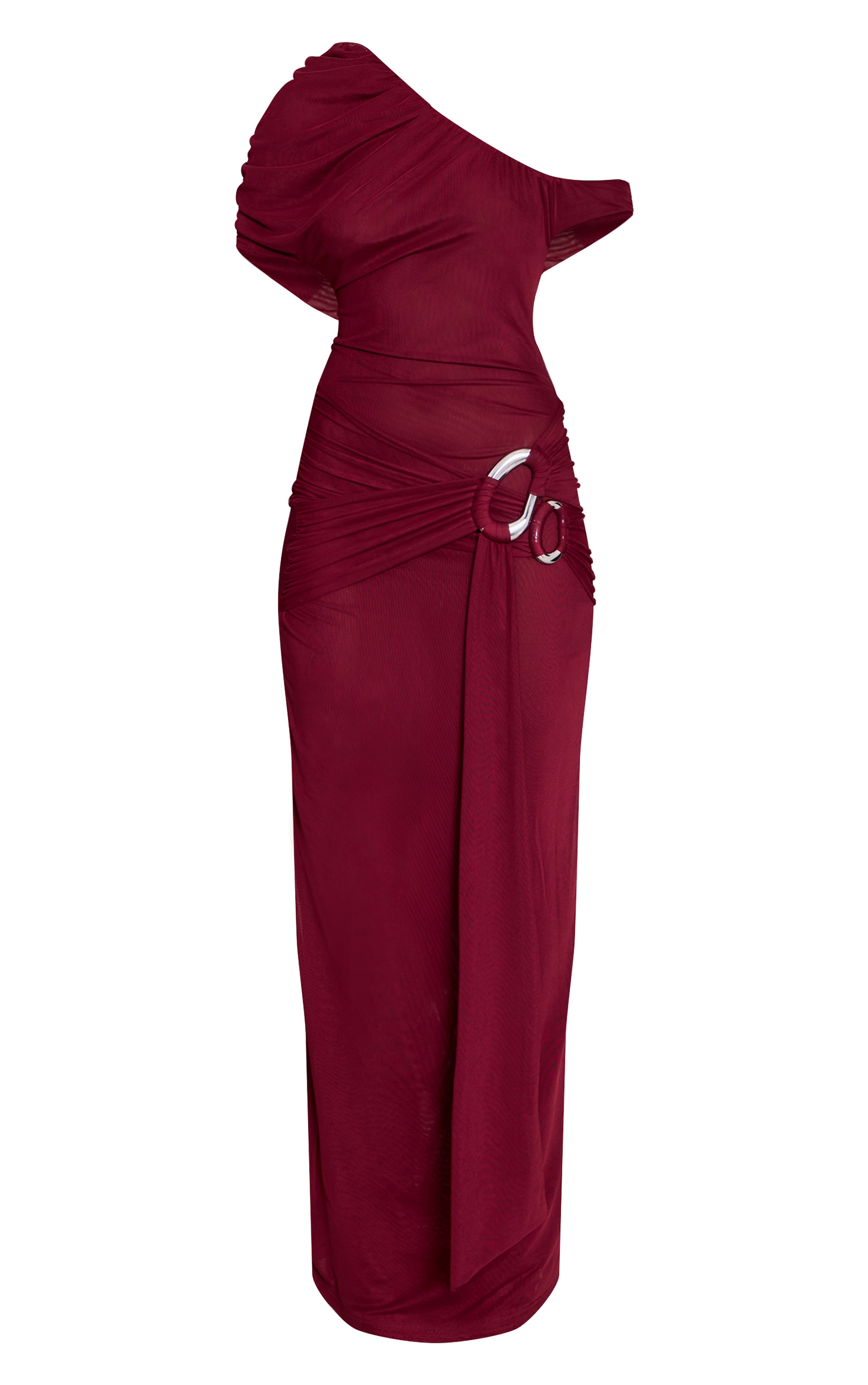 Robe longue en mousseline de soie prune à empiècements image 5