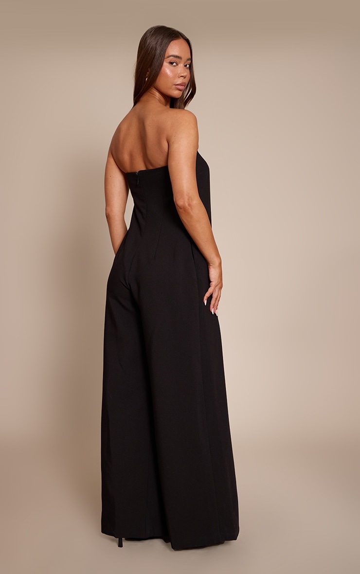PLT Label Black Pleat Detail Bandeau Wide Leg Jumpsuit image 2