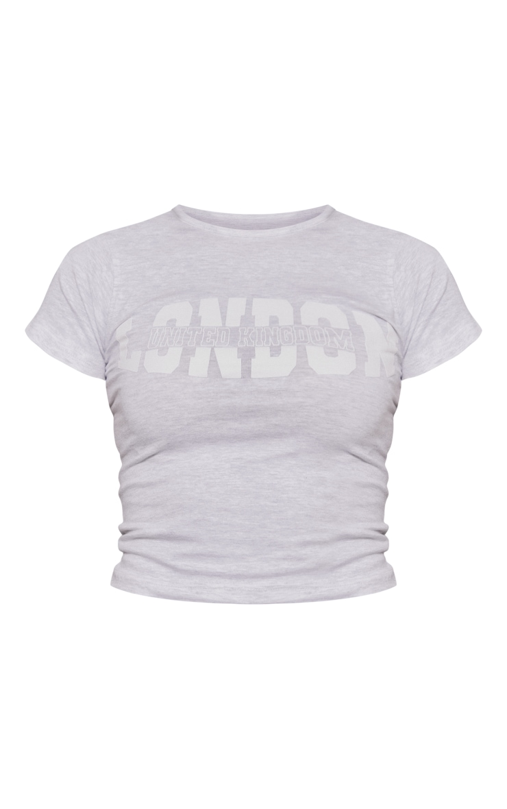 T-shirt moulant gris cendré slogan London image 5