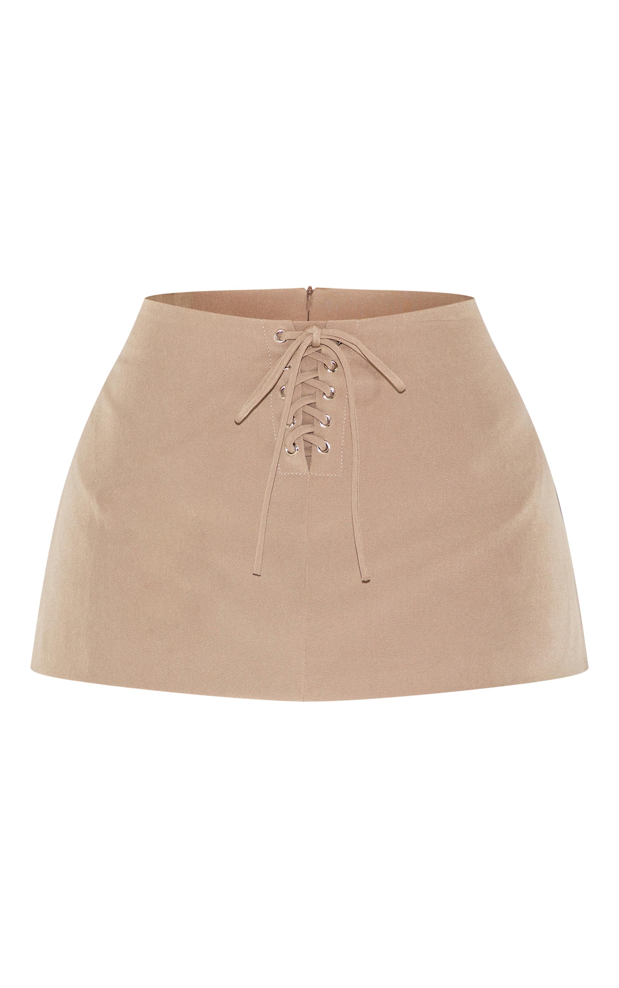 Petite Mini-jupe tissée kaki à lacets image 6