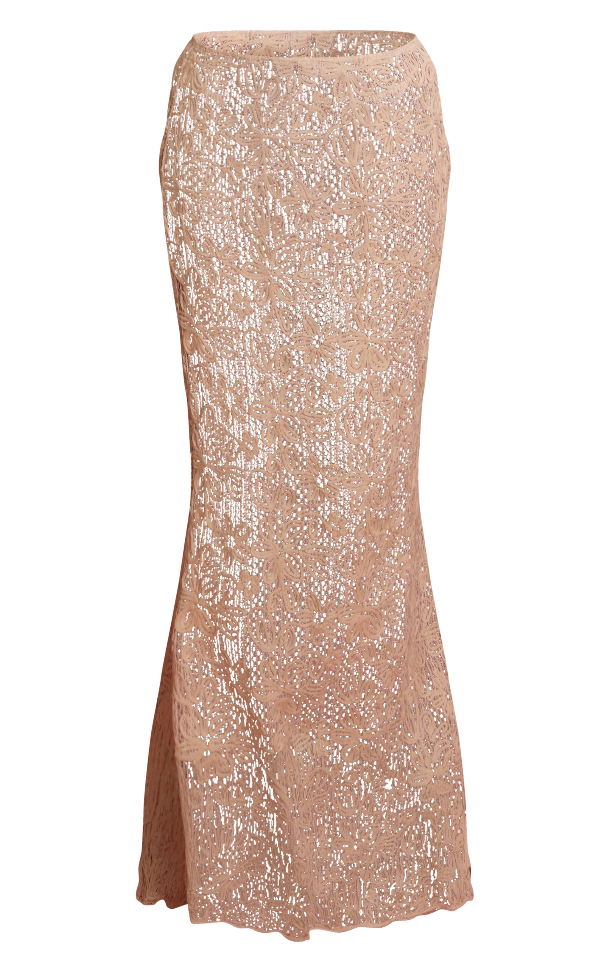 Cream Flower Embroidered Beach Maxi Skirt image 5