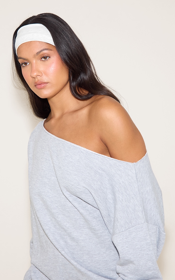 Grey Marl Oversized Off Shoulder Sweatshirt image 4