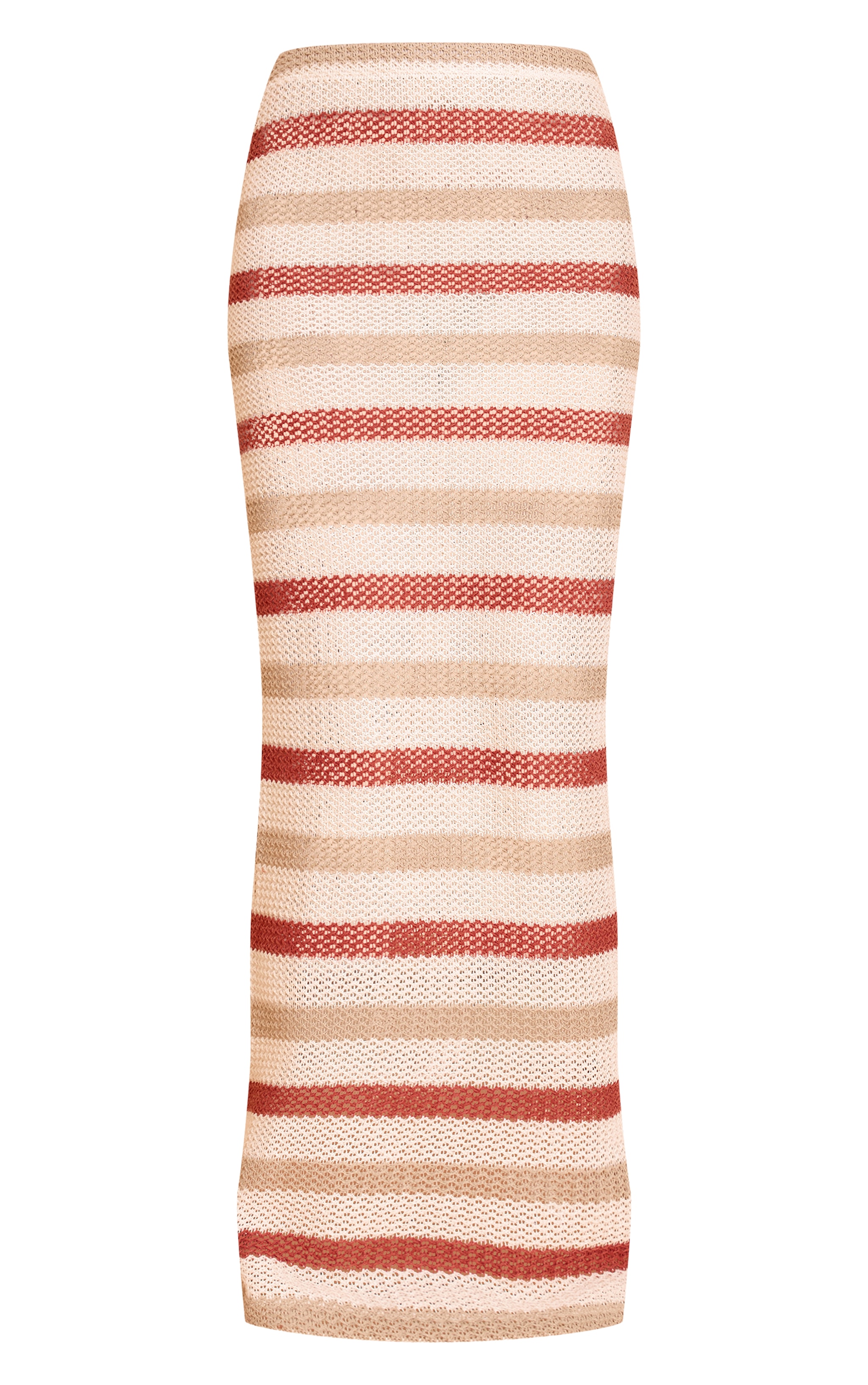 Beige Textured Striped Maxi Skirt image 5