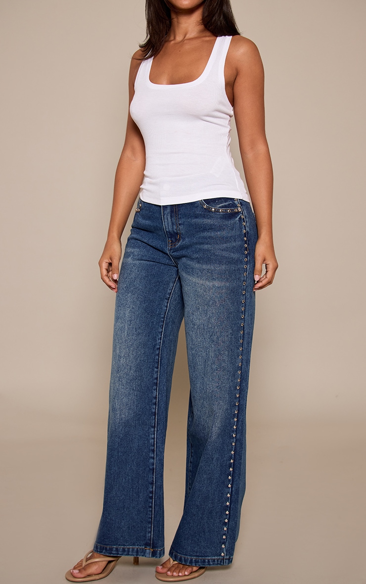 Petite Jean large bleu moyen à clous image 2