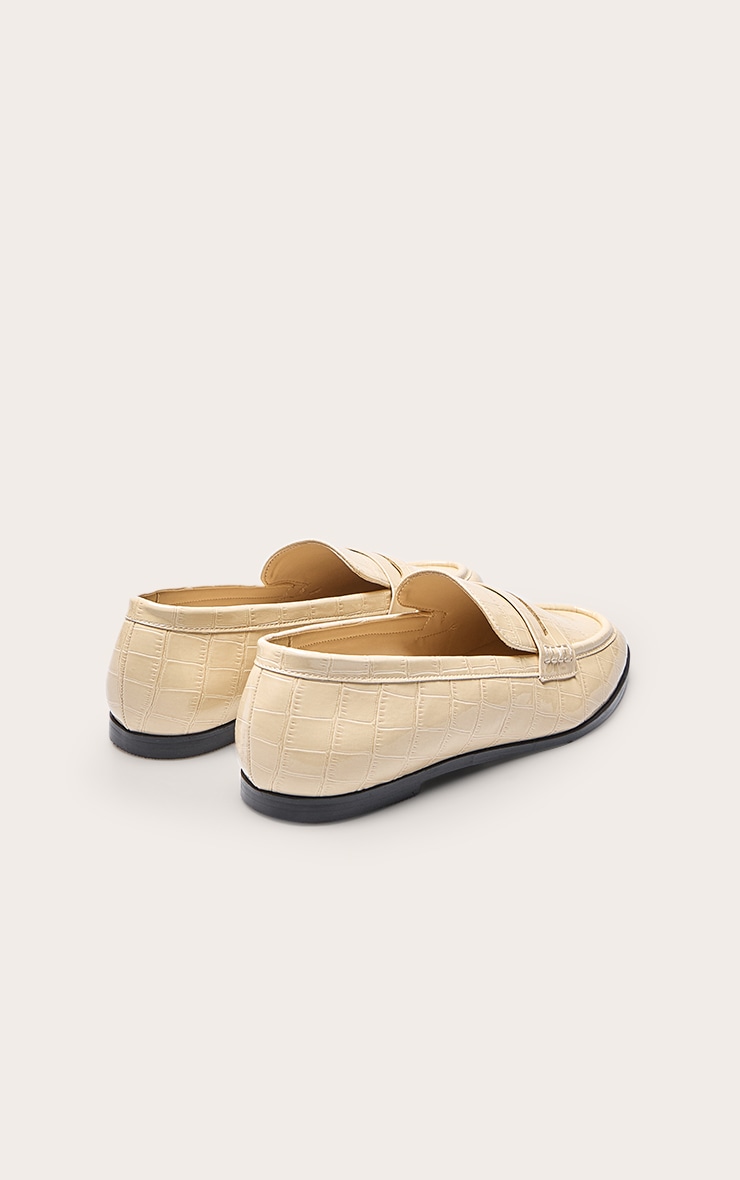 Cream Croc PU Basic Squared Toe Loafer image 4