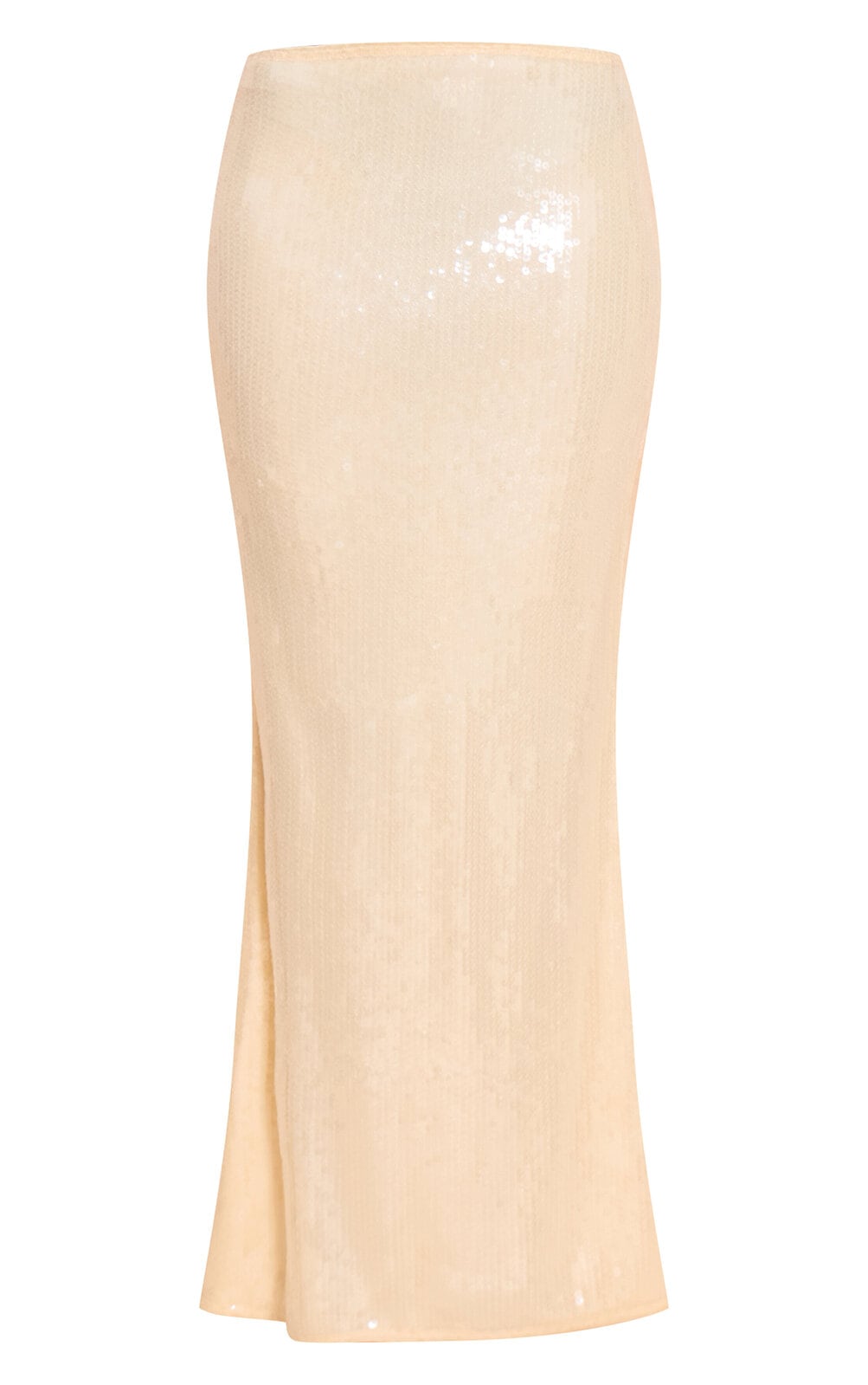 Cream Sequin Low Rise Maxi Skirt image 5