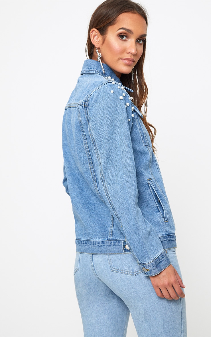 pearl studded denim jacket