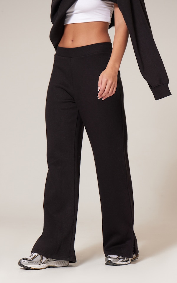Women Black Double Loop Flared Pleated Pants