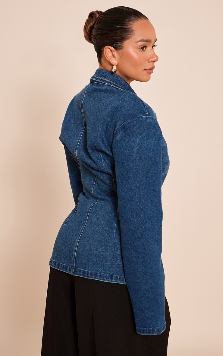 Shape Indigo Stretch Denim Cinched Waist Blazer image 2
