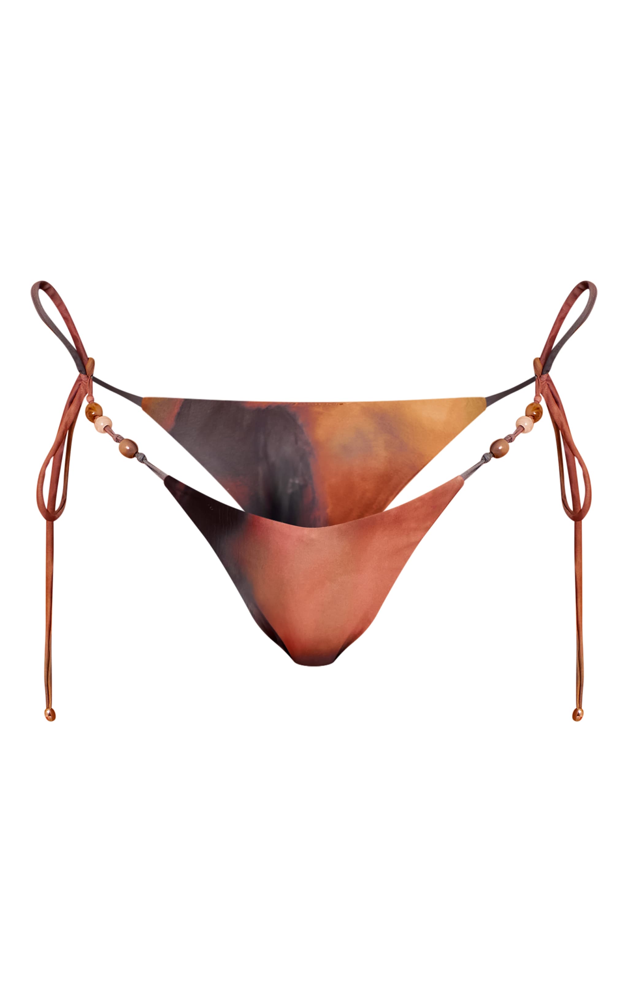 Multi Blurred Print Bead Trim Tie Side Bikini Bottoms image 5