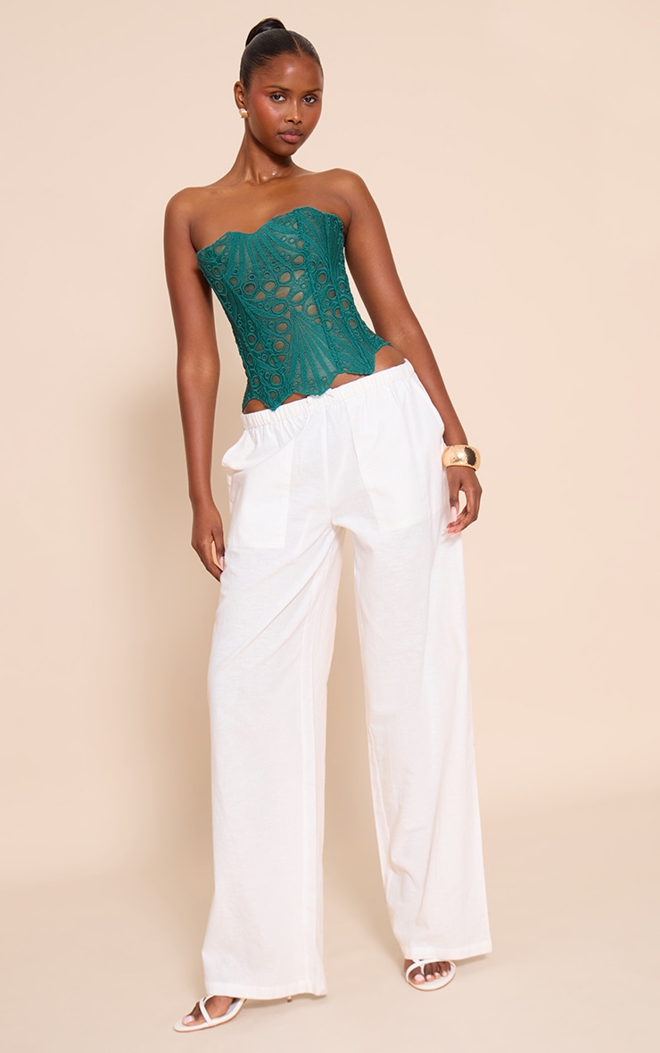 Teal Textured Sheer Floral Lace Corset image 3