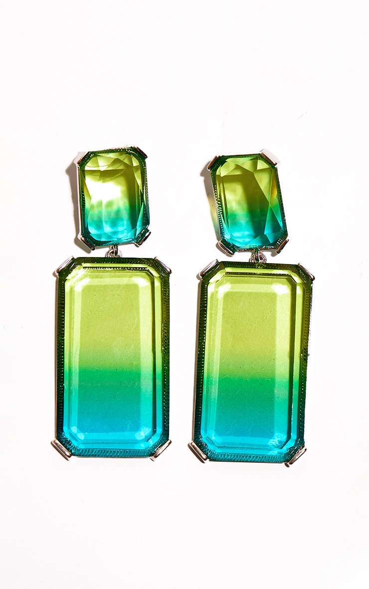Lime Jewelled Ombre Statement Earrings image 3