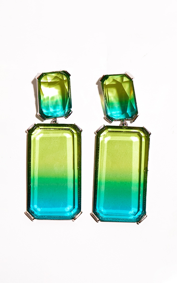  Lime Jeweled Ombre Statement Earrings image 3