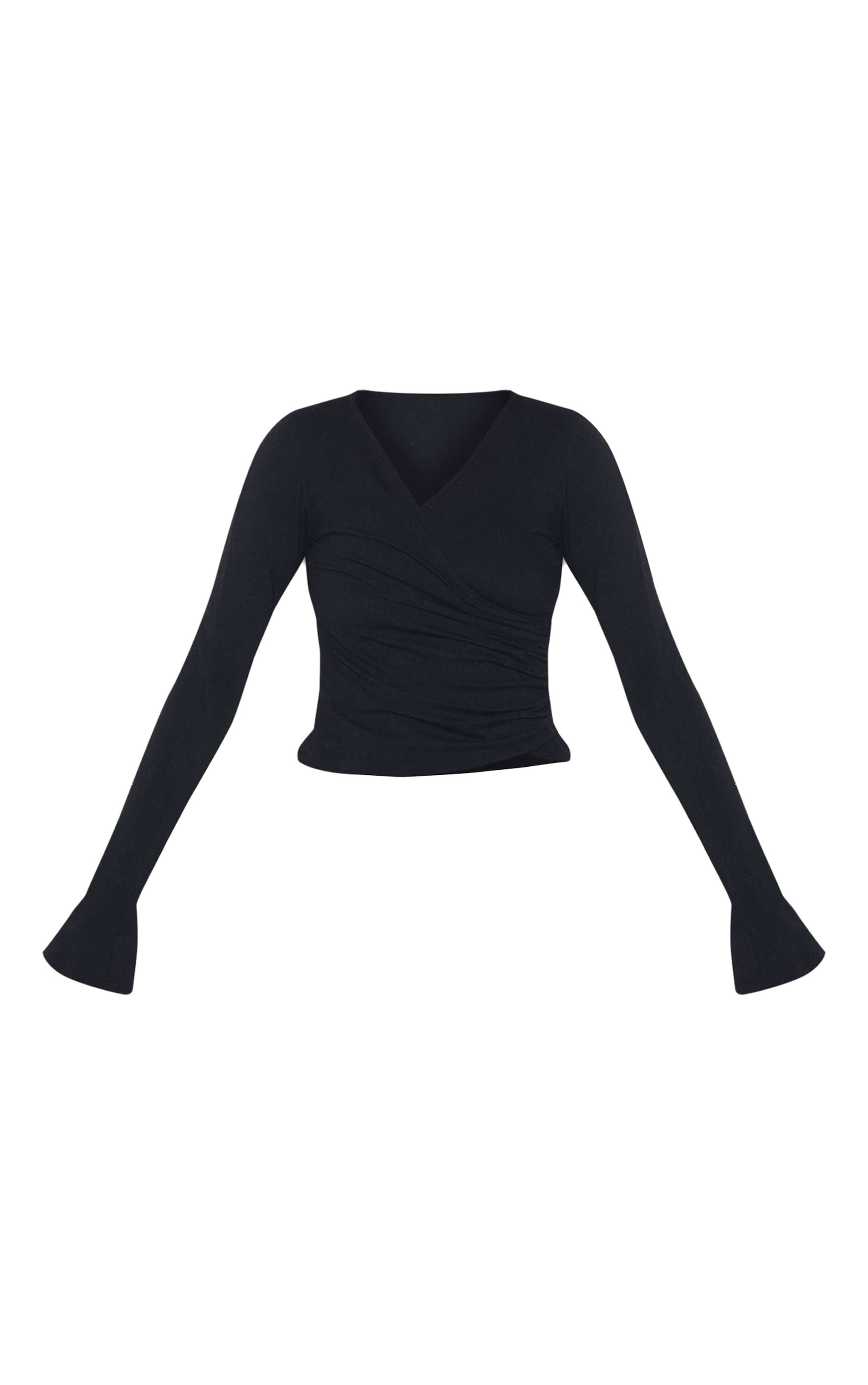 Tall Black Snatched Sculpt Asymmetric Long Sleeve Top image 5