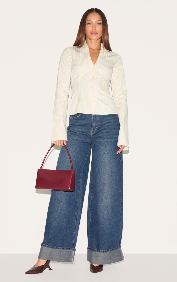 Tall Blouse cintrée jaune à fines rayures image 3