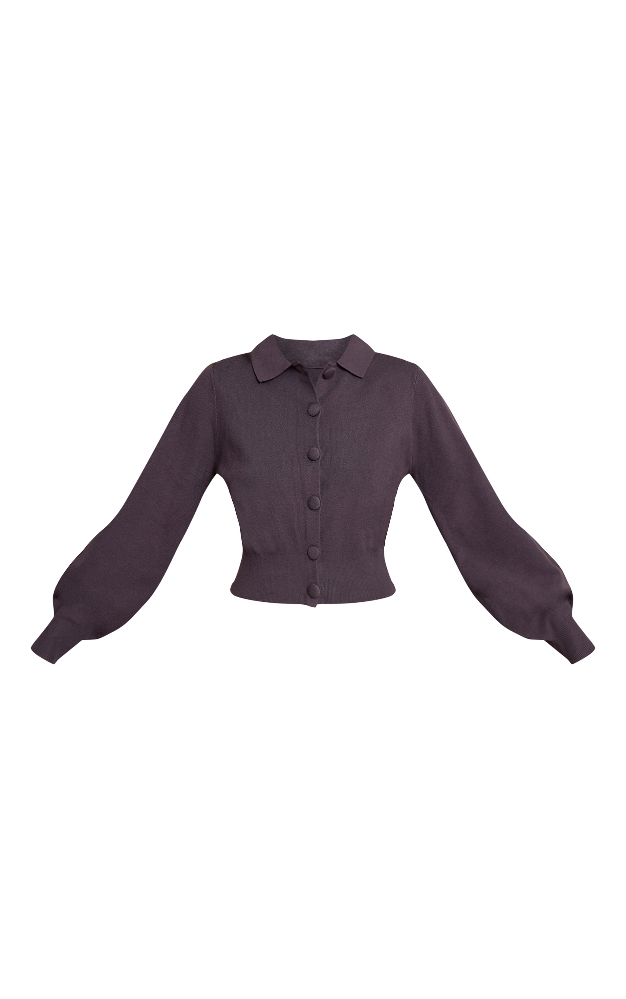 Charcoal Compact Knit Fabric Covered Button Cardigan image 5