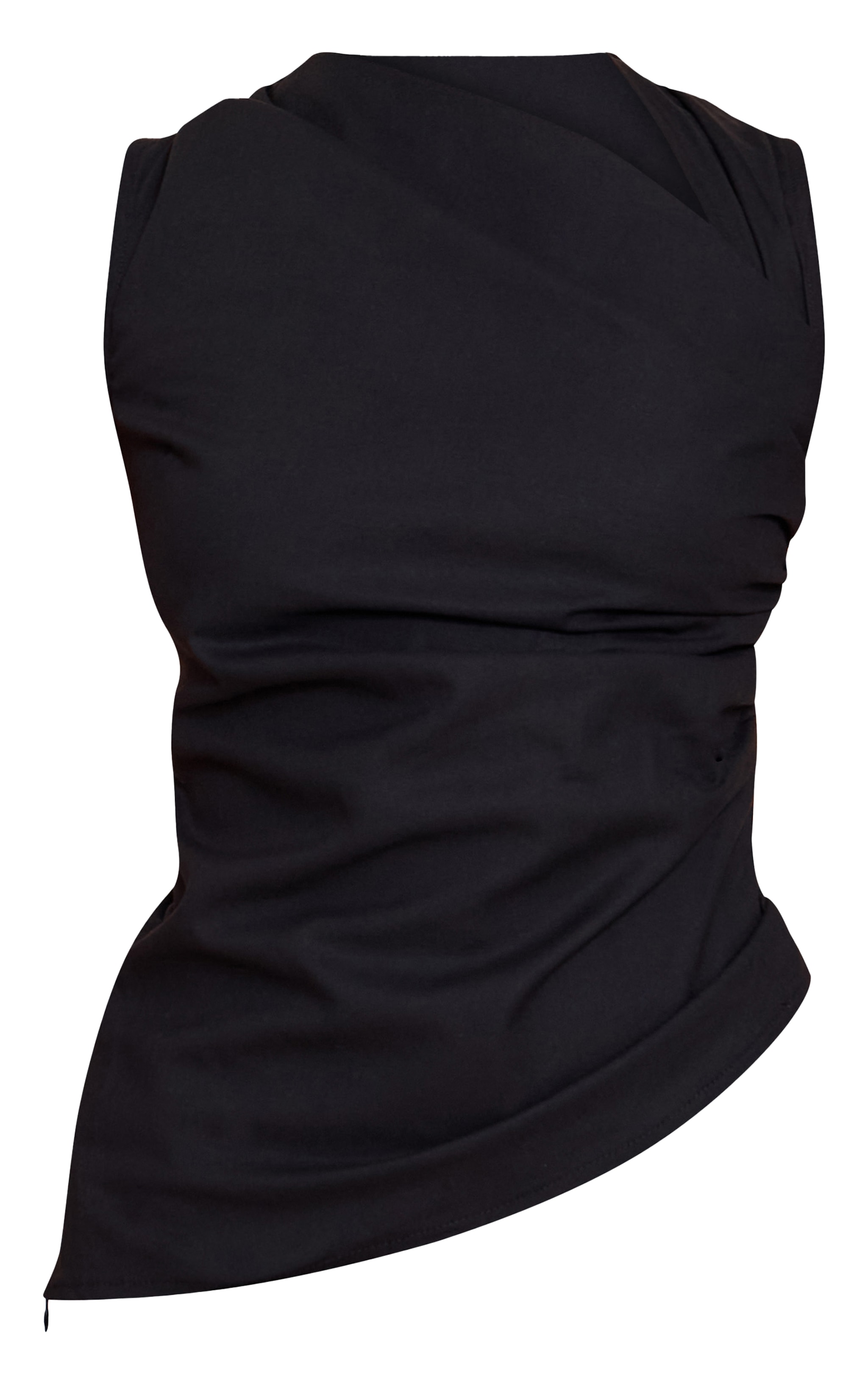 Black Linen Look Asymmetric Top image 5
