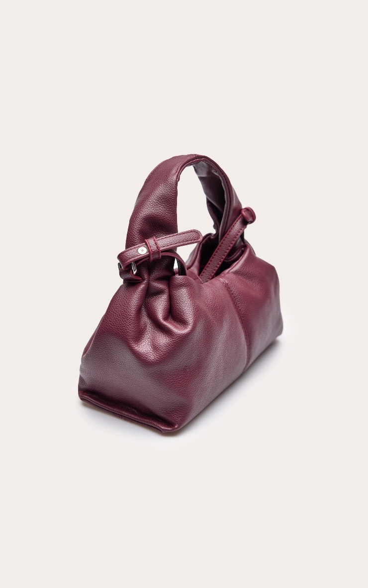 Burgundy Faux Leather Slouchy Mini Handbag image 3