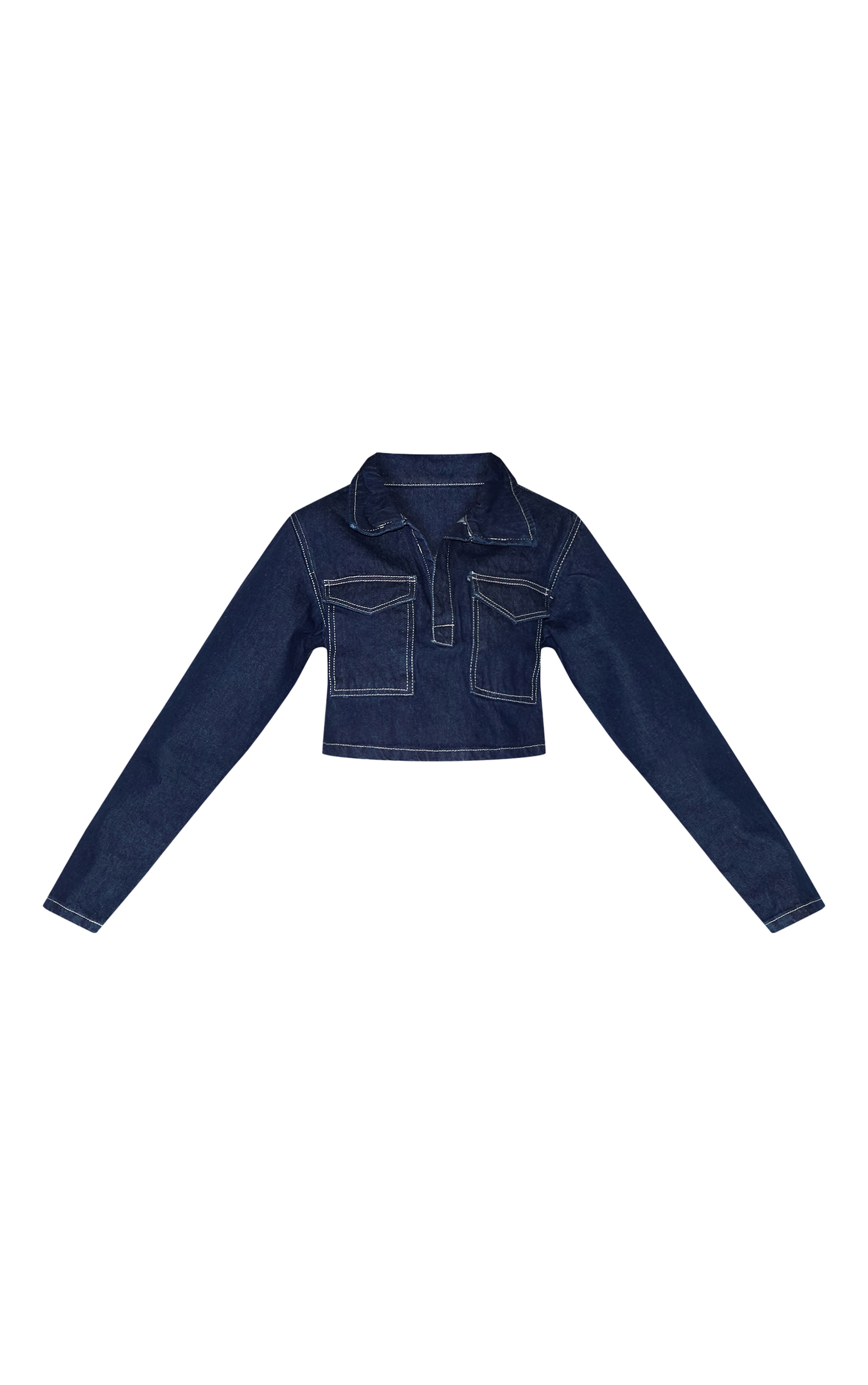 Chemise courte en jean indigo à coutures contrastantes image 5