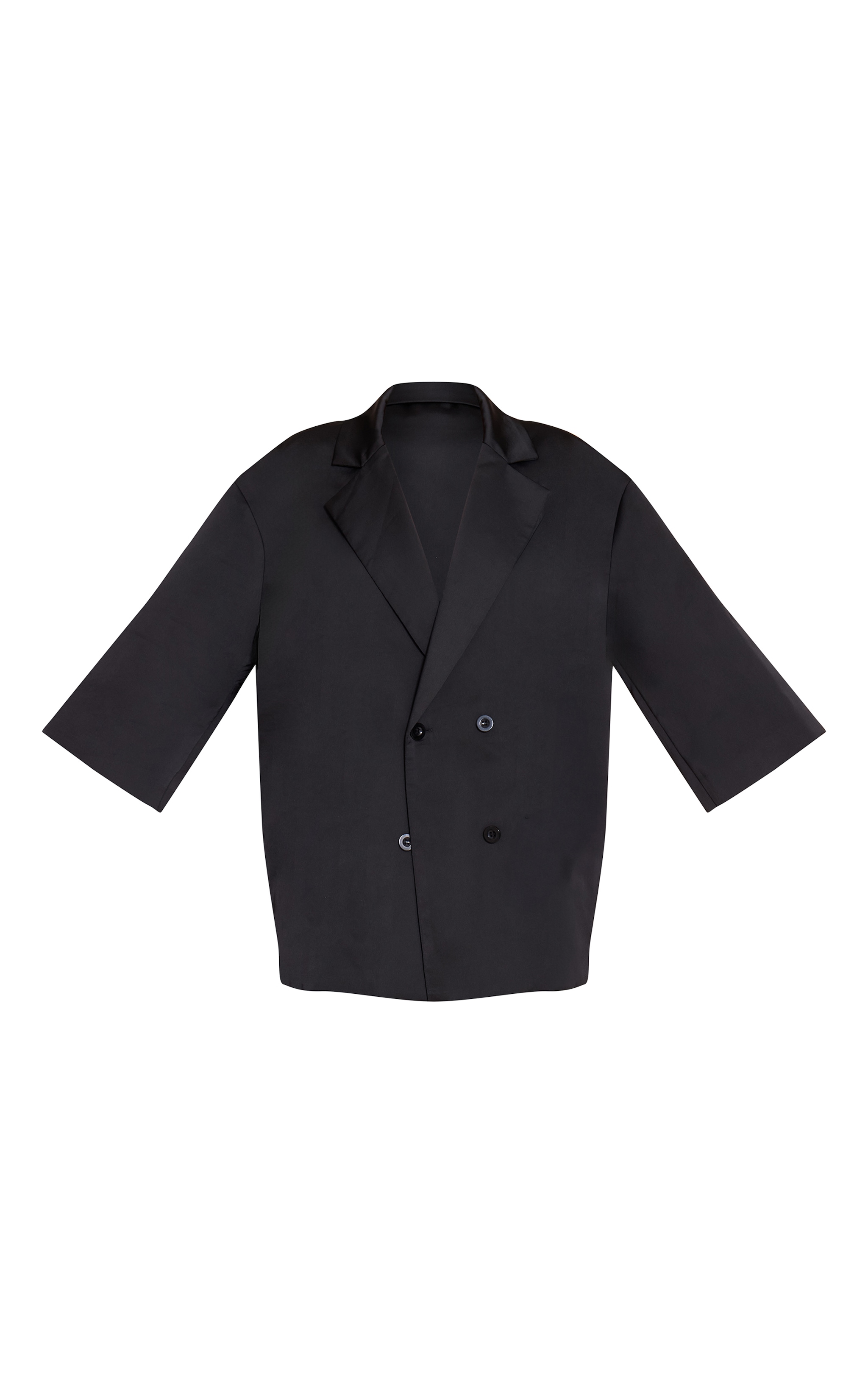 Black Tailored Satin Oversized Blazer image 5
