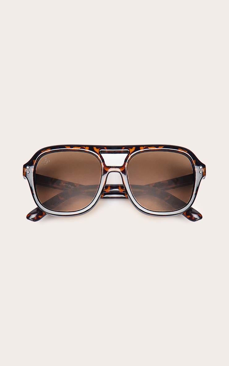 Tortoiseshell Round Frame Aviator Sunglasses image 2