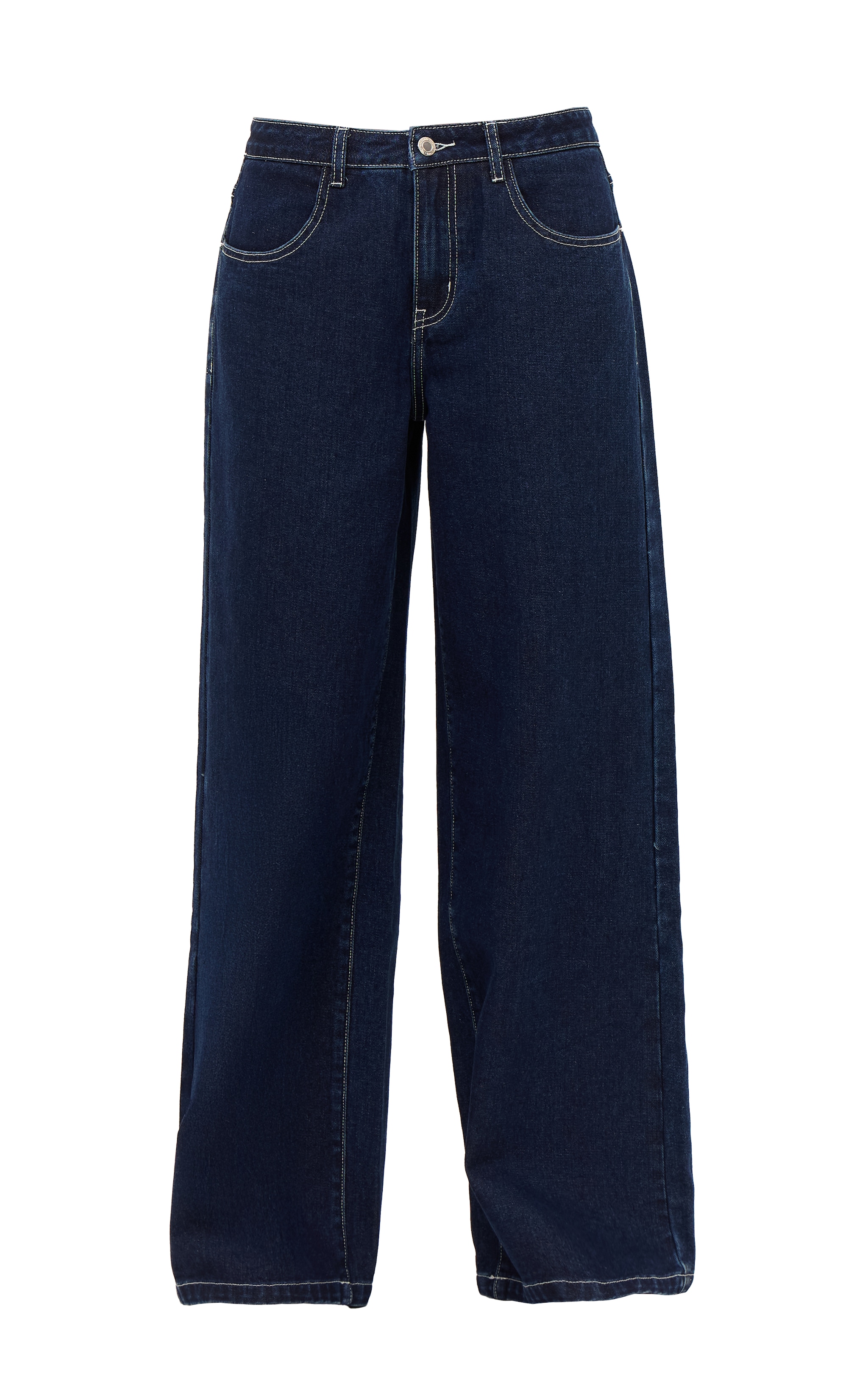 Jean large indigo à taille mi-haute image 5