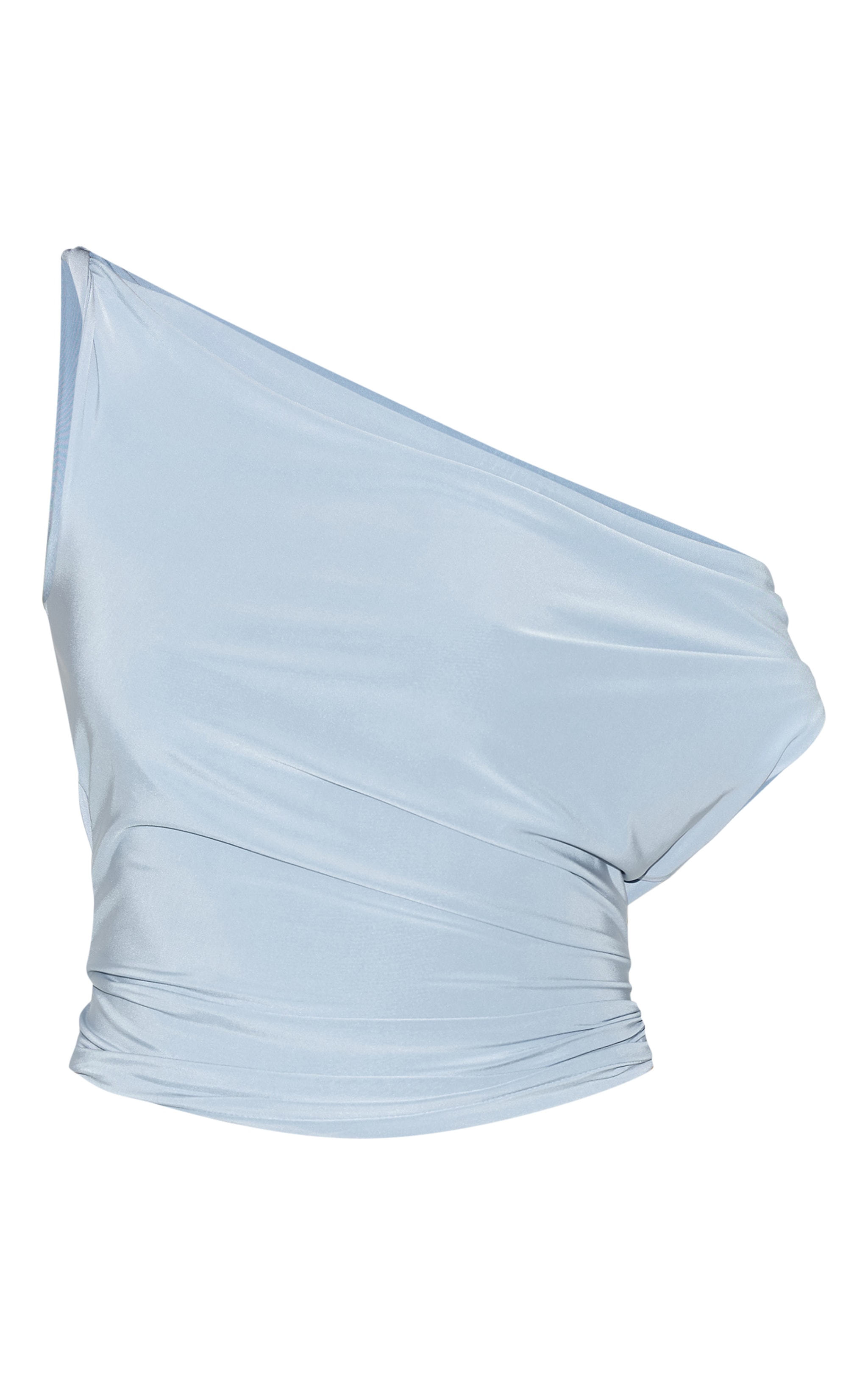 Sky Blue Double Layer Slinky Twist Arm Cowl Long Top image 5