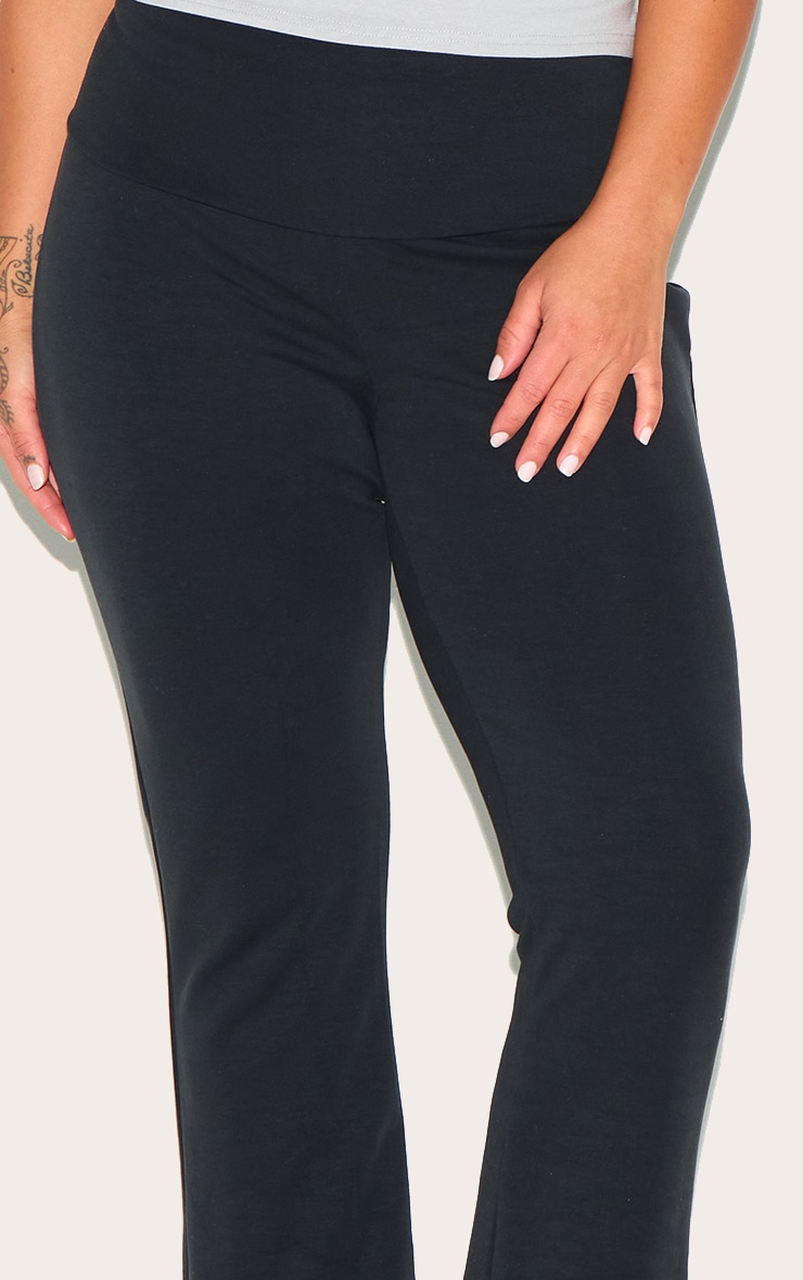 Plus Black Premium Foldover Soft Touch Yoga Flares image 4