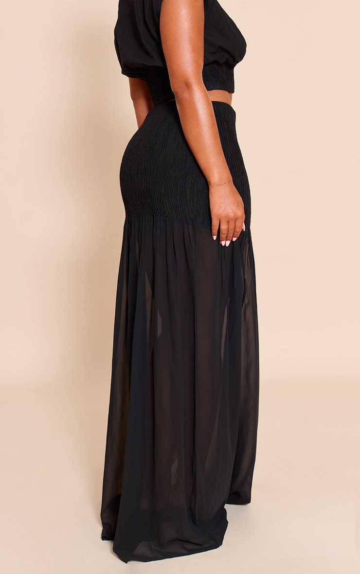 Shape black Shirred Contrast Maxi Skirt image 3