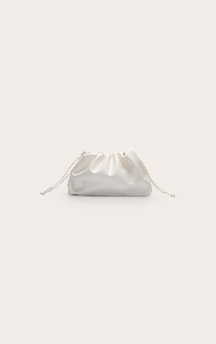Cream Pu Oversize Drawstring Clutch Bag image 2