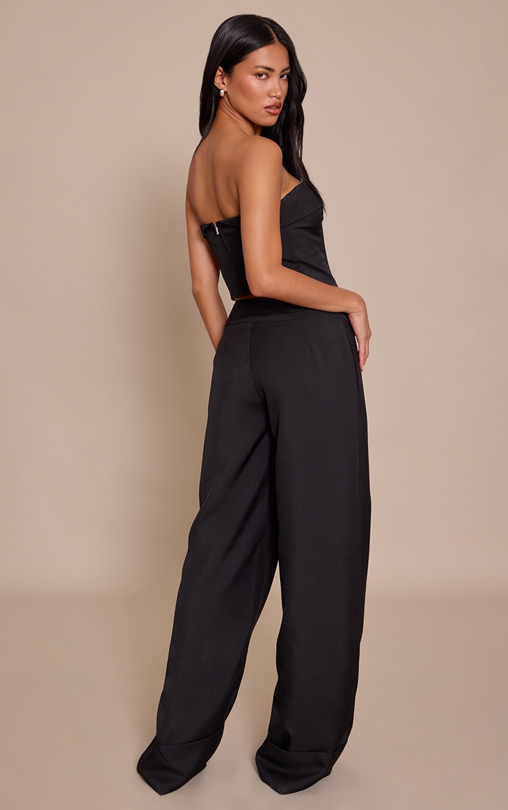  Black Tailored Dip Waist Wide Leg Trouser image 3