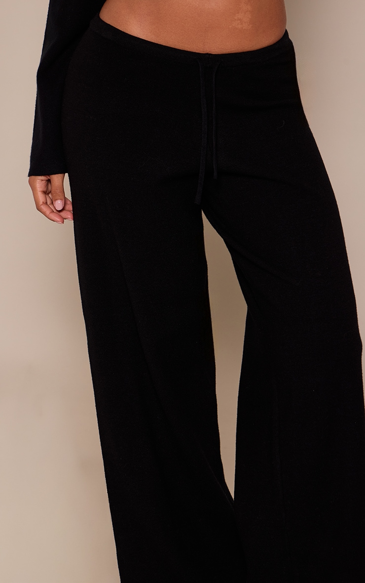 Petite Black Knitted Drawstring Trousers  image 4