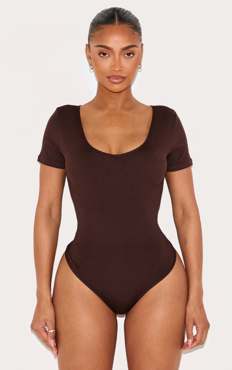 Shape Chocolate Sculpted V Neck Short Sleeve Bodysuit image 2