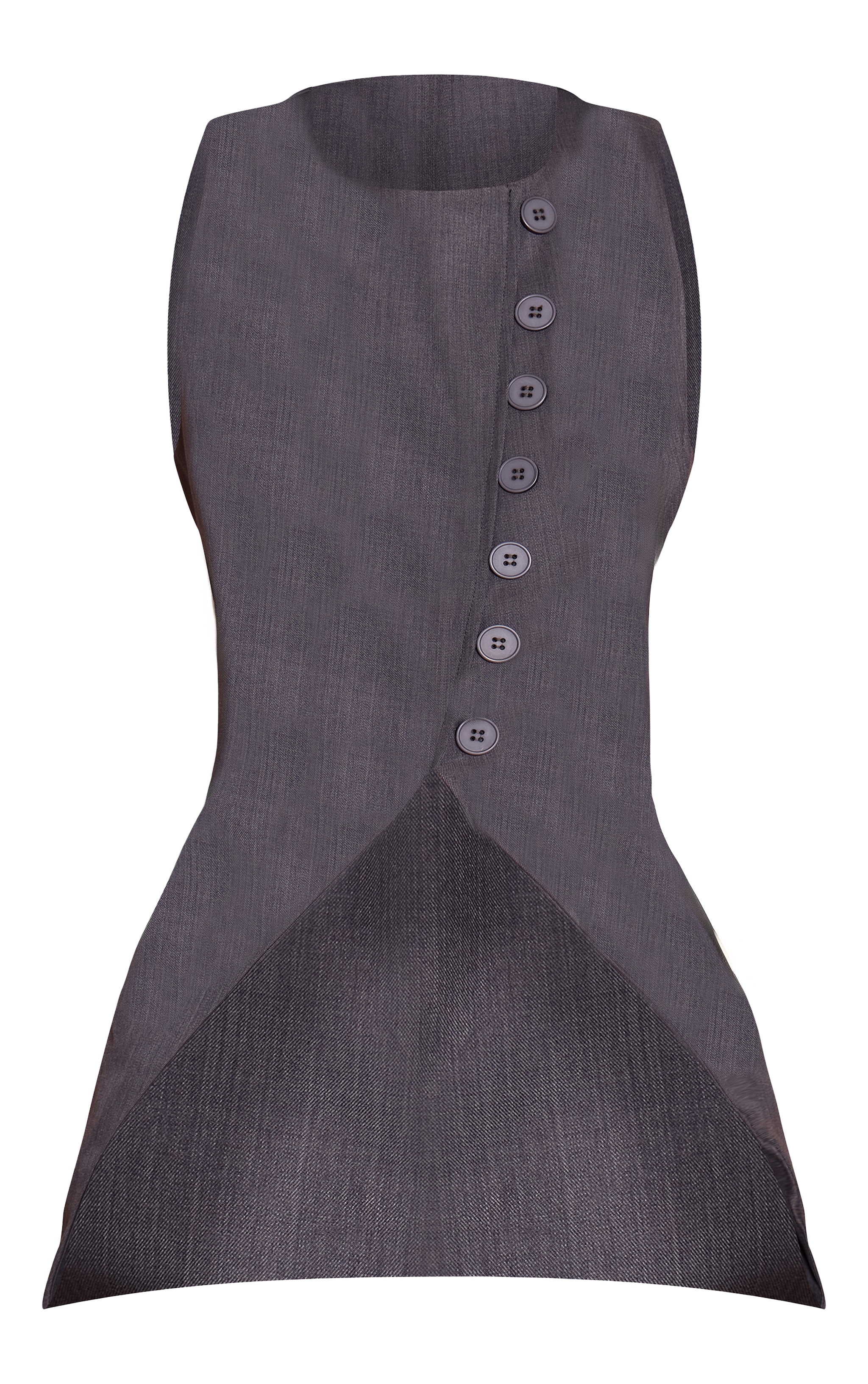 Charcoal Woven Asymmetric Vest image 5