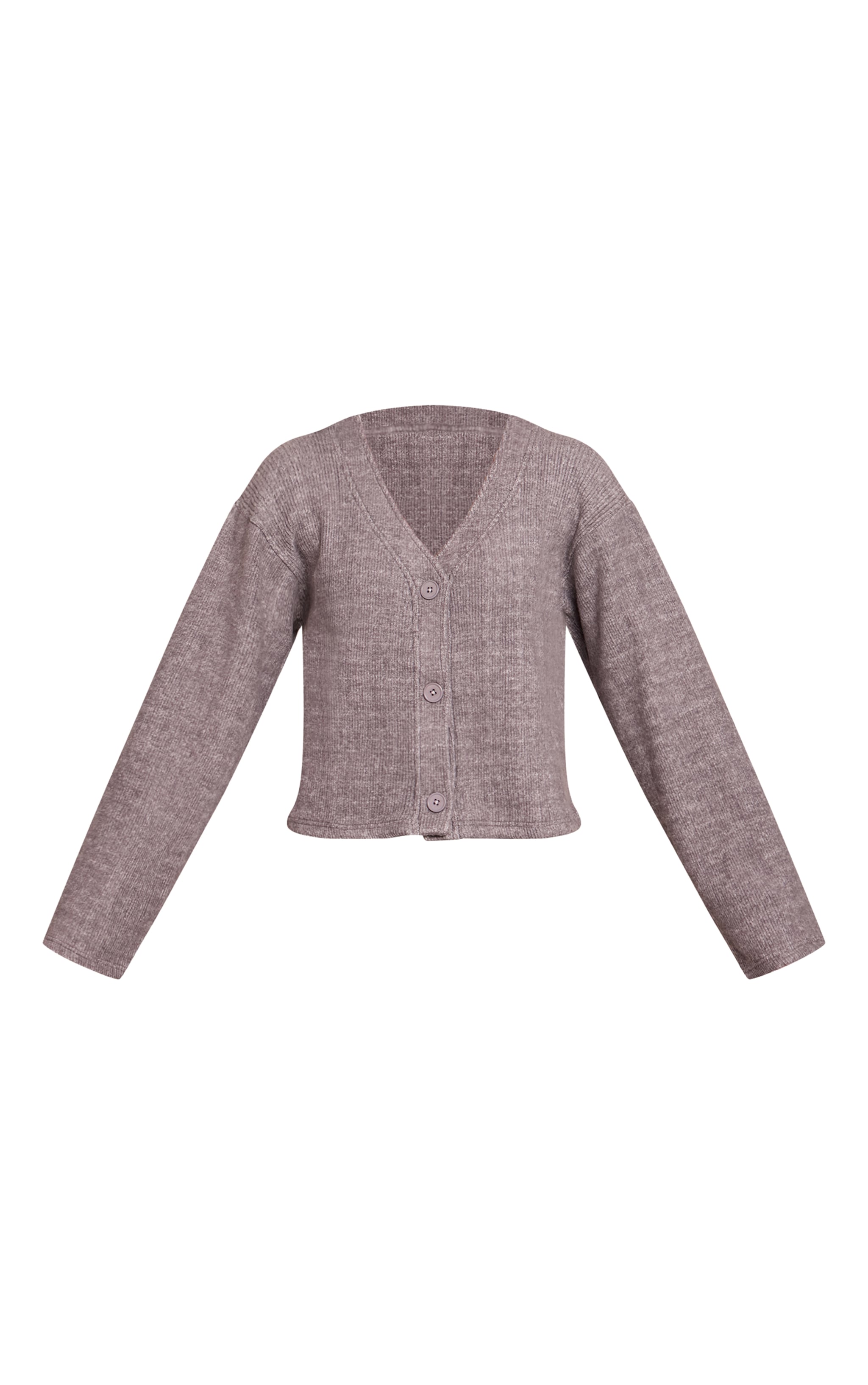 Charcoal Grey Soft Brushed Chunky Rib Boxy Cardigan image 5