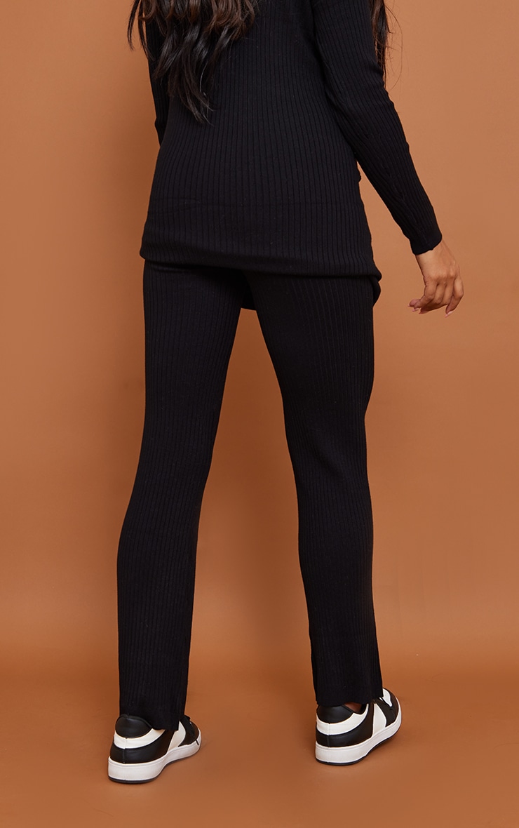 Maternity Black Knit Flared Pants image 3