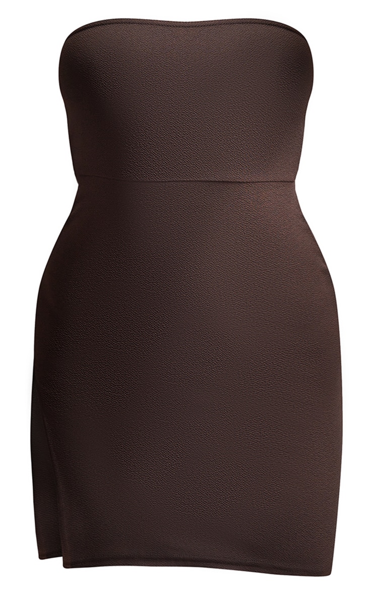 Chocolate Crepe Split Side Bandeau Bodycon Dress image 1