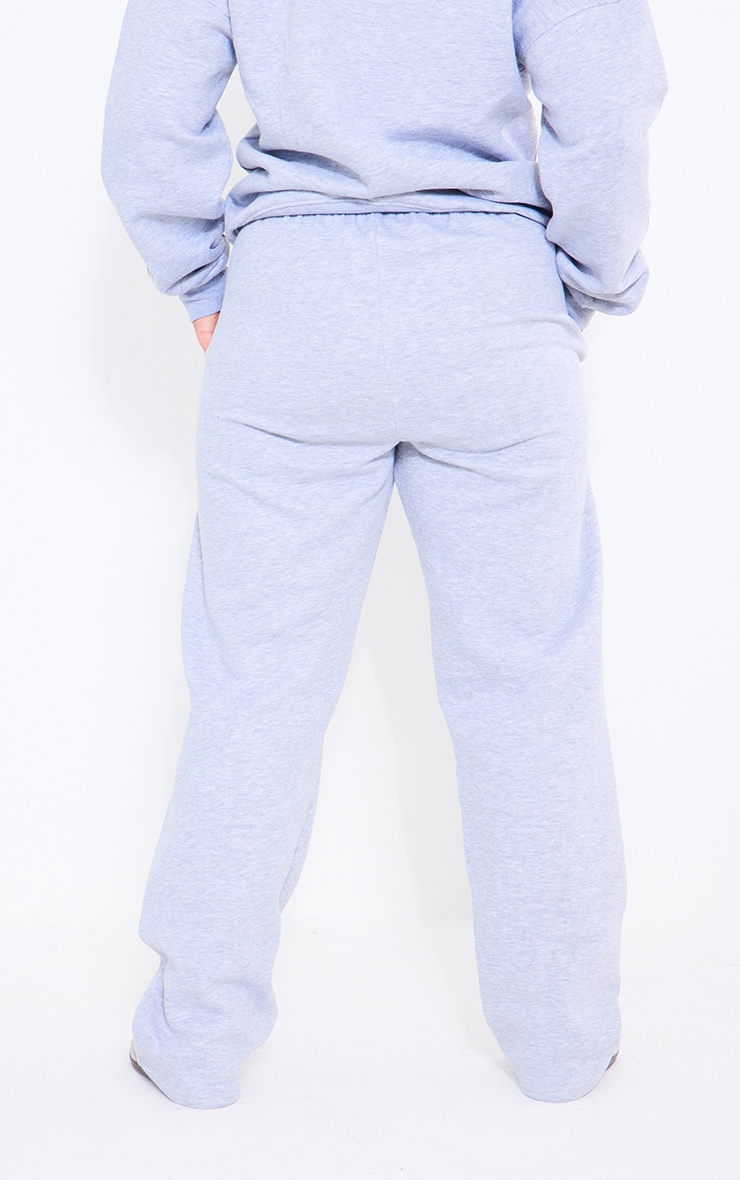 PRETTYLITTLETHING Plus Grey Marl Embroidered Studio Joggers image 3
