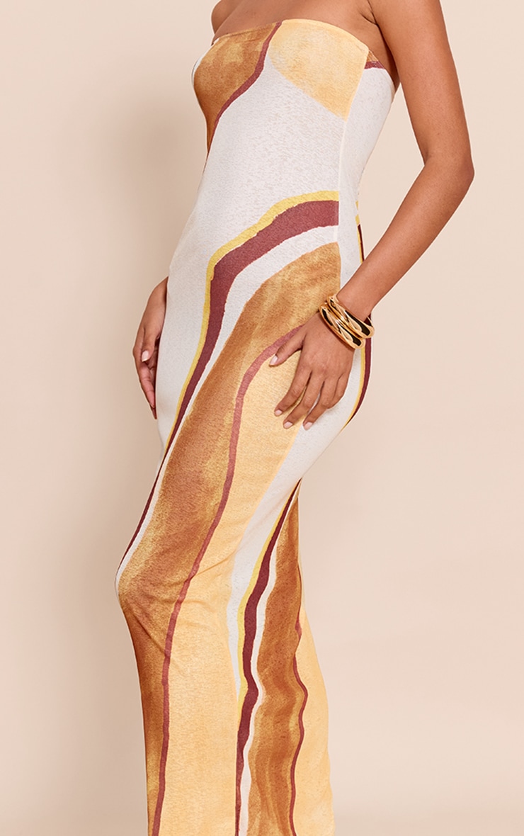 Red Onion Skin Bandeau Abstract Print Maxi Dress image 4